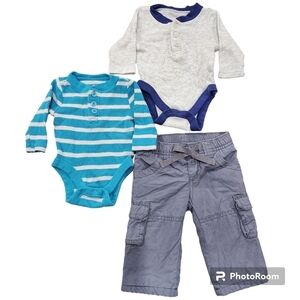 Old Navy Baby 3 Piece Cozy Long Sleeve Shirts and Pants Set, Size 0-3 Months